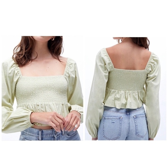 PACSUN LA HEARTS Smocked Babydoll Peplum Ruffle Blouse Crop Top S - Picture 9 of 9